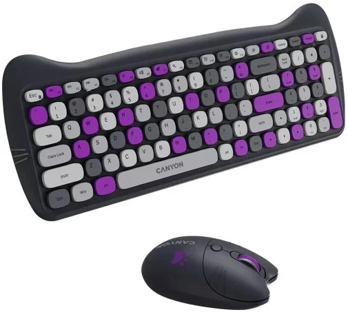 Фото: Комплект клавіатура+миша Canyon HSET-W6 Kitty Edition Wireless Violet (CNS-HSETW6VT) № 10 | KTC