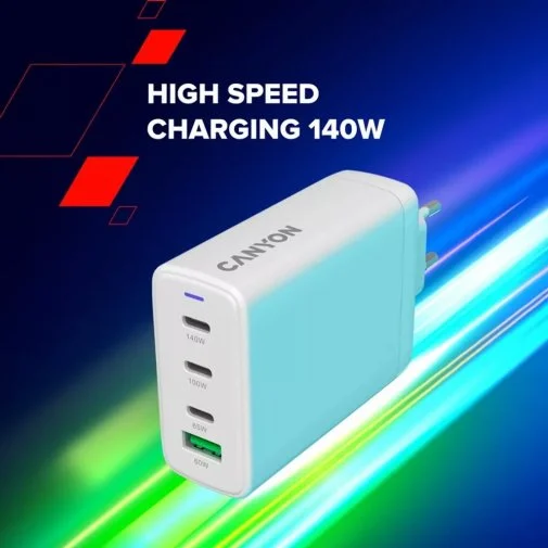 Фото: Зарядний пристрій Canyon OnCharge 140ACC QC PD GaN 140W White (CNS-CUW140ACC) № 19 | KTC