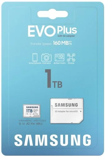 Фото: FLASH пам'ять Samsung Evo Plus A2 V30 U3 Micro SDXC 1TB White with adapter (MB-MC1T0SA/EU) № 7 | KTC