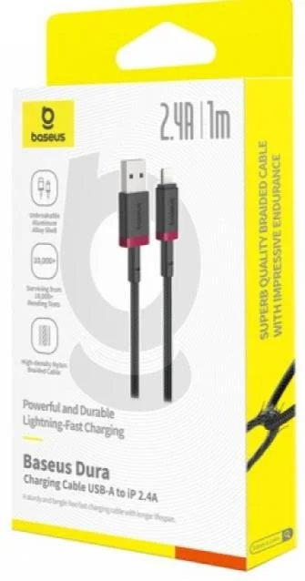 Фото: Кабель Baseus Dura Series 2.4A AM / Lightning 1m Black/red (P10377801U01-01) № 18 | KTC