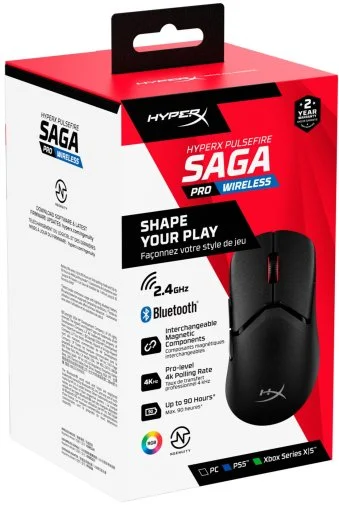 Фото: Миша HyperX Pulsefire Saga Pro WL/BT Black (A2PB2AA) № 31 | KTC