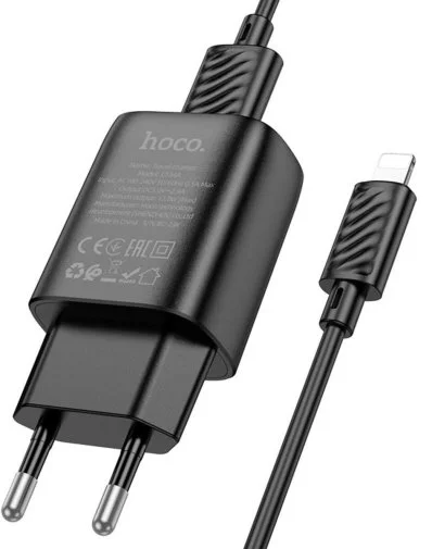 Фото: Зарядний пристрій Hoco C134A 2.4A Black with AM/Lightning (6942007621311) № 6 | KTC