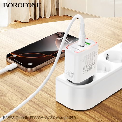 Зарядний пристрій BOROFONE BA89A Destello PD QC3.0 30W White (6941991119361)