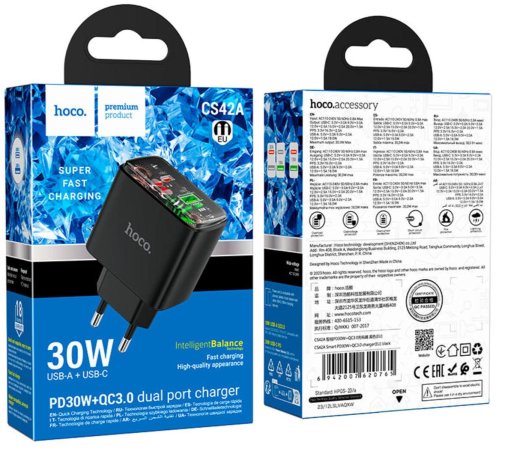 Зарядний пристрій Hoco CS42A Smart 30W Black (6942007620765)