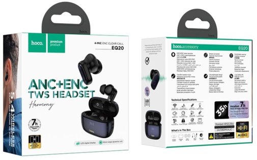 Гарнітура вкладиші Hoco EQ20 Rhyme TWS Bluetooth, Black