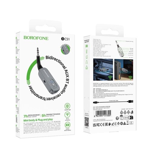 Bluetooth-ресивер Hoco BC51 Clear Way Metal Grey (6941991117305)