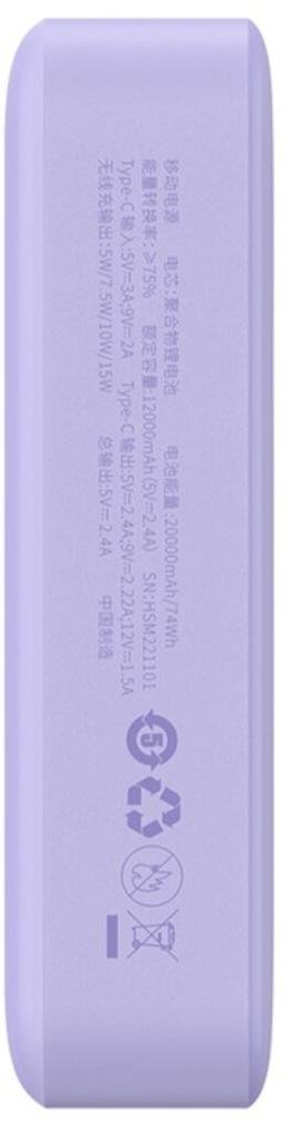 Батарея універсальна Baseus Magnetic Mini Wireless Fast Charge 20000mAh 20W Purple (PPCX150005)
