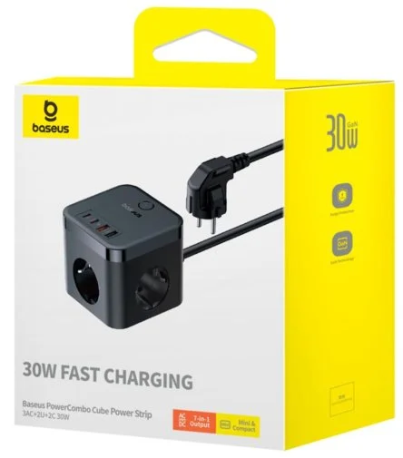 Фото: Мережевий фільтр Baseus PowerCombo Cube Power Strip 3/1.5m Black (E00066400117-00) № 8 | KTC