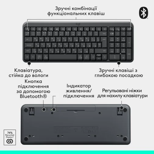 Фото: Комплект клавіатура+миша Logitech MK250 Combo Bluetooth US/UA Graphite (920-013823) № 20 | KTC