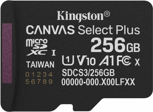 FLASH пам'ять Kingston Canvas Select Plus Gen3 UHS-I U1 V10 A1 Micro SDXC 256GB (SDCS3/256GBSP)