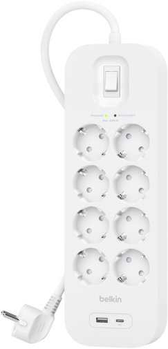 Мережевий фільтр Belkin Connect 1xUSB 1xType-C 8/2m White (SRB003VF2M-V2)