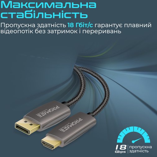 Кабель зєднувальний DisplayPort-HDMI Promate prolink-dp200.black