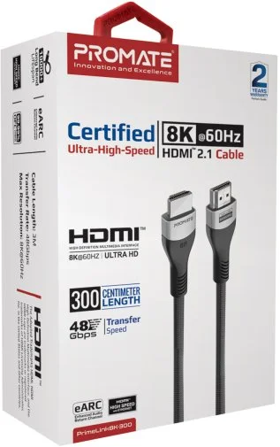 Фото: Кабель Promate PrimeLink8K-300 HDMI / HDMI v.2.1 3m Grey (6959144062488) № 9 | KTC