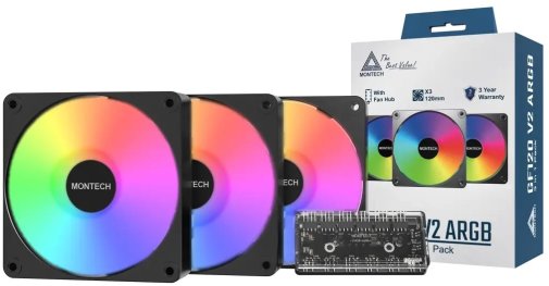 Кулер Montech GF120 V2 ARGB Black 3pcs (GF120 V2 ARGB PWM 3I1(B))