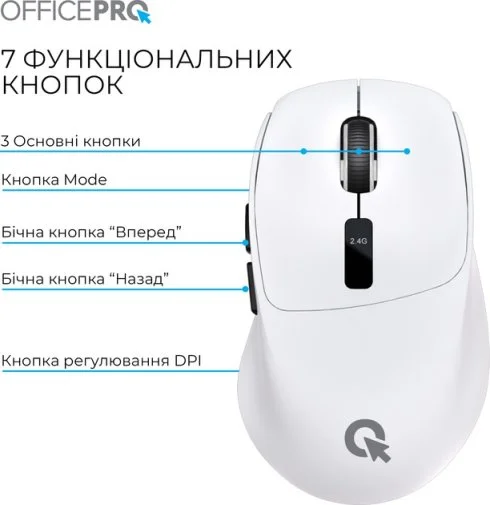 Фото: Миша OfficePro M398W Wireless White № 18 | KTC