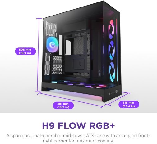 Корпус NZXT H9 Flow RGB+ Black with window (CM-H92FB-P1)