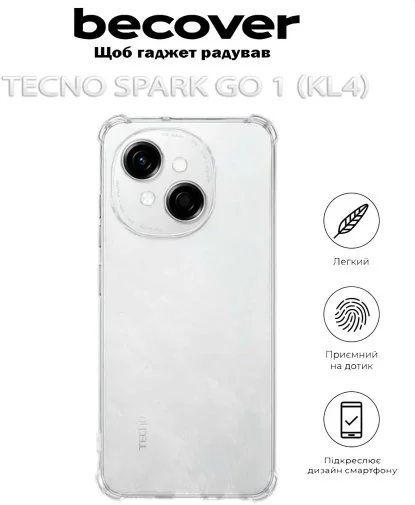 Фото: Чохол BeCover for Tecno Spark Go 1 KL4 - Anti-Shock Clear (712782) № 7 | KTC