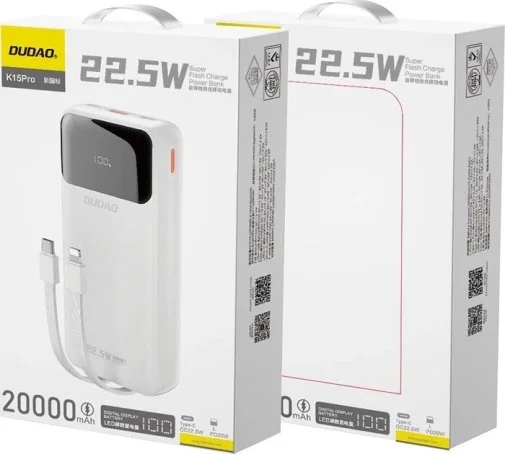 Фото: Батарея універсальна Dudao K15 Pro 20000mAh 22.5W White (6977196682447) № 10 | KTC