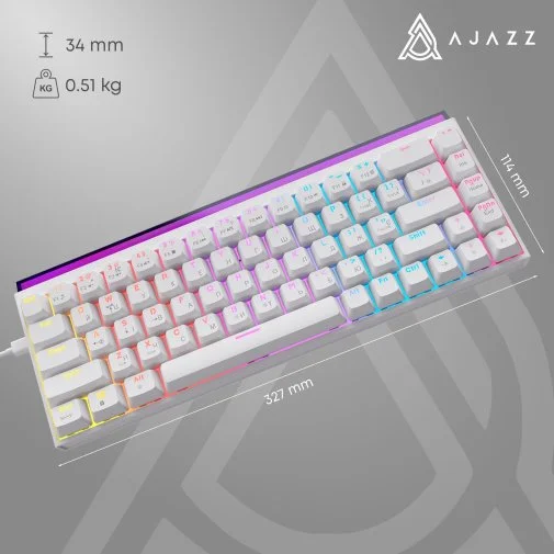 Фото: Клавіатура Ajazz NK68 Red Switch USB White (NK68-R-W) № 26 | KTC