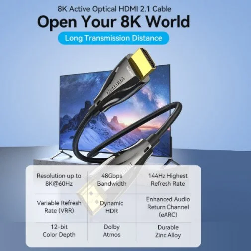 Фото: Кабель Vention Optical v2.1 8K HDMI / HDMI 15m Black (ALBBN) № 14 | KTC