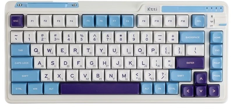 Клавіатура KZZI K75 Lite Rainbow Switch WL/BT/USB Blue Sea (6935280824654)