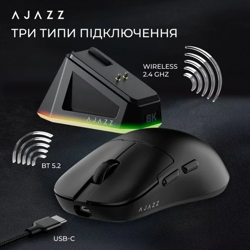 Фото: Миша Ajazz AJ159 Pro WL/BT/USB Black (AJ159-PRO-B) № 19 | KTC