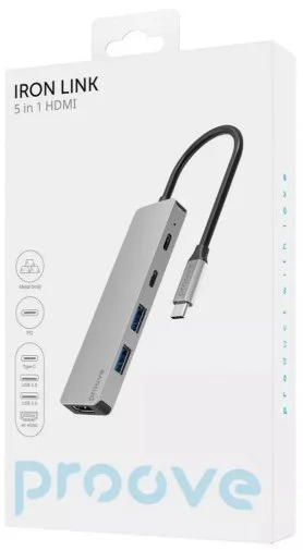 Фото: USB-хаб Proove Iron Link 5in1 Silver (HBIL00222024) № 9 | KTC