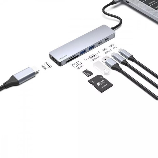 USB-хаб Proove Iron Link 7in1 Silver (HBIL00222004)