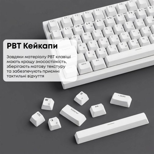 Клавіатура Ajazz AK820 Red Switch ENG/UKR USB White (AK820-R-W)