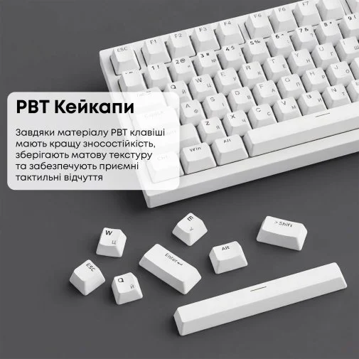 Фото: Клавіатура Ajazz AK820 Red Switch ENG/UKR USB White (AK820-R-W) № 30 | KTC
