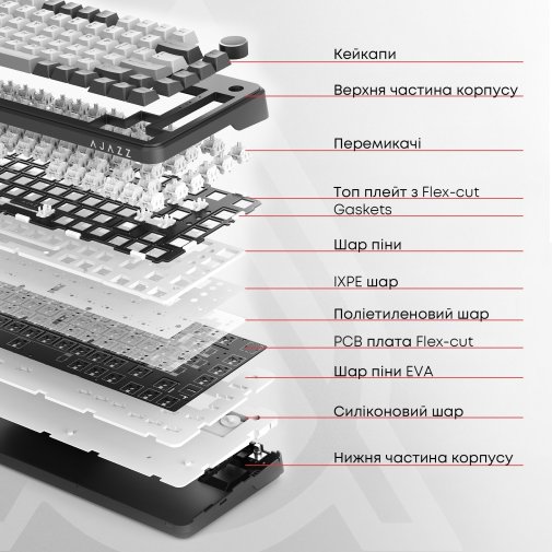Клавіатура Ajazz AK820 Red Switch ENG/UKR USB White (AK820-R-W)