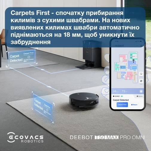 Фото: Робот-пилосос ECOVACS DEEBOT T50 MAX PRO OMNI BLACK (DEX54) № 32 | KTC