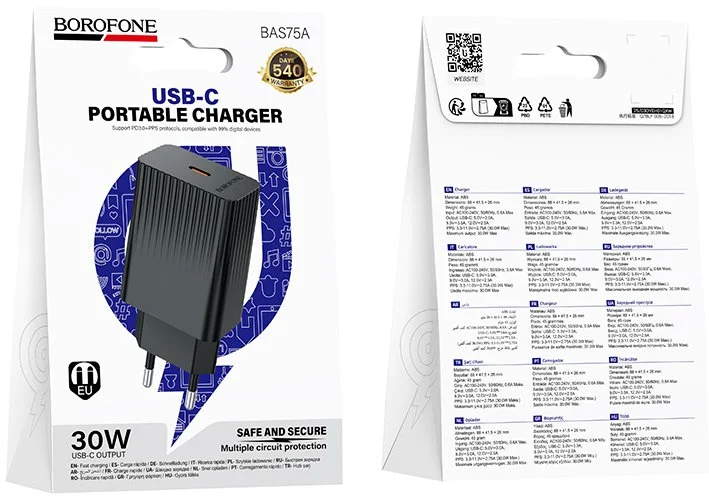 Фото: Зарядний пристрій BOROFONE BAS75A Source PD 30W Black (6941991122811) № 7 | KTC