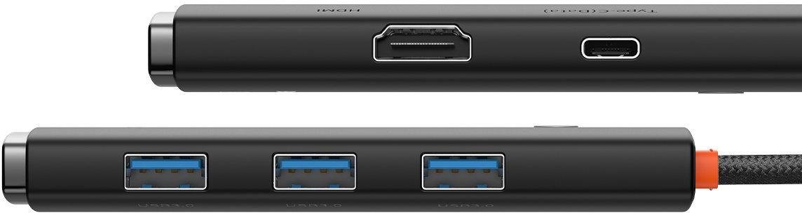 Хаб USB Type-C Baseus Lite Series 5-Port, 3xUSB/Type-C/HDMI, Black