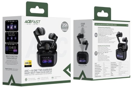 Гарнітура вакуумна Acefast W6 TWS, Black