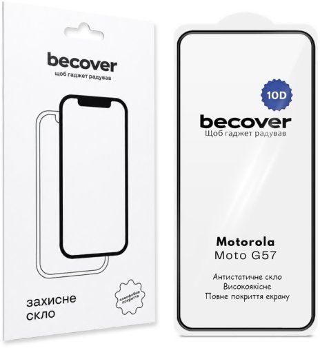 Захисне скло BeCover 10D for Motorola Moto G57 - Black (715713)