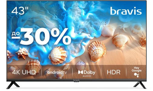 Телевізор LED Bravis 43K6000U (Smart TV, Wi-Fi, 3840x2160)