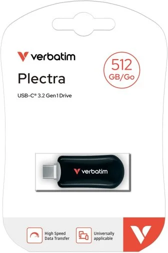 Фото: Флешка USB Verbatim Plectra USB-C 3.2 512GB Black (30227) № 5 | KTC