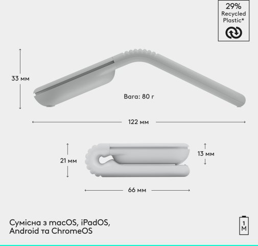 Миша Logitech Mobi Fold White (910-007631)