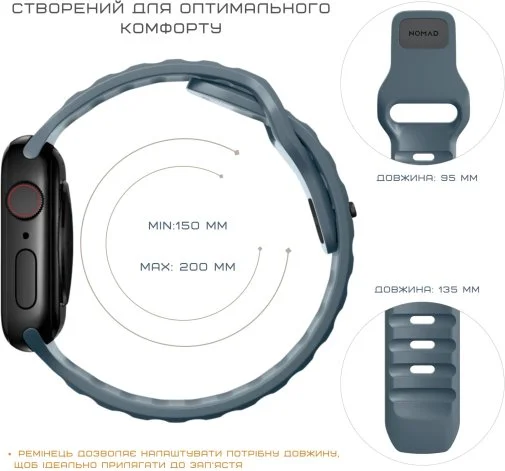 Фото: Ремінець Nomad for Apple Watch 46mm/49mm - Sport Band Marine Blue (NM01133285) № 15 | KTC
