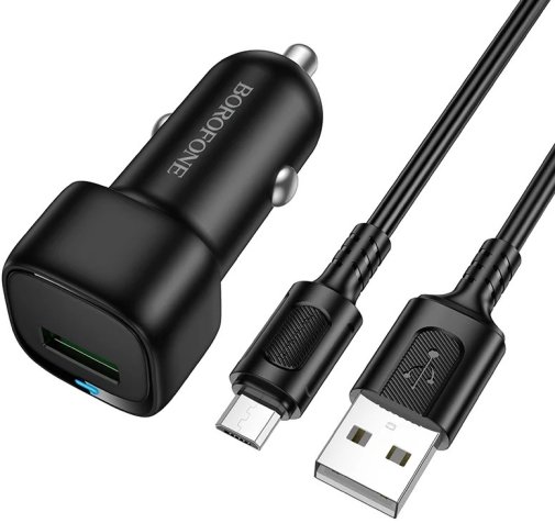 Автомобільний зарядний пристрій BOROFONE BZ34 Cloud 18W Black with AM/MicroB (6941991122279)