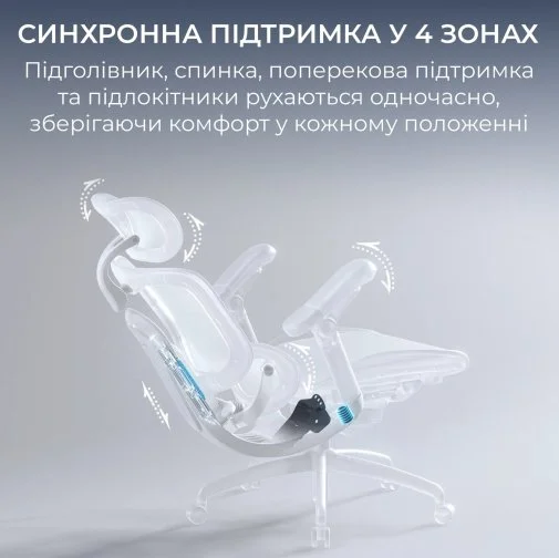Фото: Крісло SIHOO C300 Lite V2 White (C300-LITE-V2-B102) № 30 | KTC