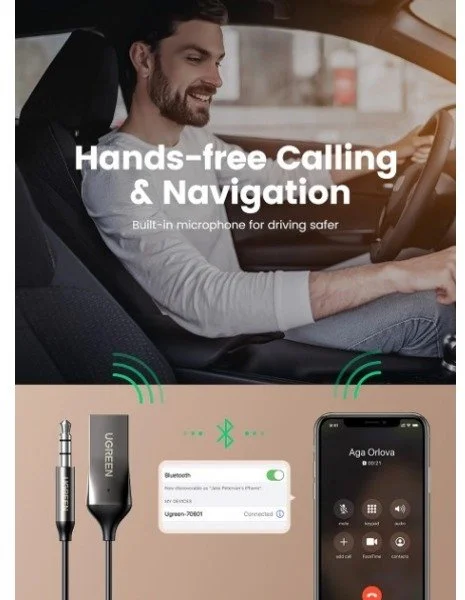 Фото: Bluetooth-ресивер UGREEN Audio Adapter CM309 Car Receiver Aux Space Gray (CM309/70601) № 11 | KTC