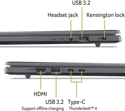 Фото: Ноутбук Acer Aspire 18 AI A18-I71M-74MP NX.JZEEU.004 Grey - 18" IPS 120 Гц / Intel Core Ultra 7 / 355 / DDR5 16 ГБ / PCI-E SSD 512 ГБ / Intel Graphics № 19 | KTC