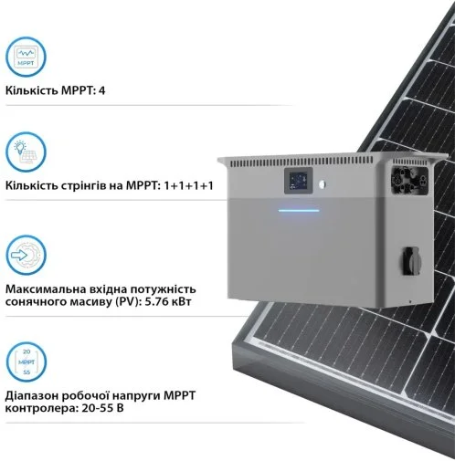 Фото: Зарядна станція Deye SUN-BK250 2500W 2560Wh 4 MPPT 32A (SUN-BK250-2.56KWH-EU-AM4-32L) № 20 | KTC