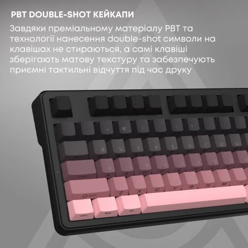 Фото: Клавіатура Ajazz MK87 Pitaya Switch WL/BT/USB Black/Pink (MK87-P-S-P) № 36 | KTC