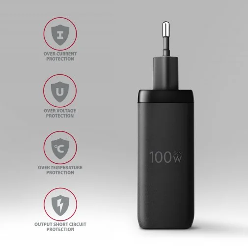 Фото: Зарядний пристрій Axagon ACU-DPQ100 PD QC3.0 GaN 100W Black № 14 | KTC