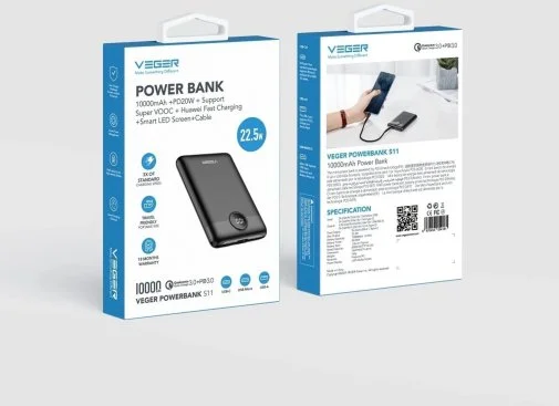 Фото: Батарея універсальна Veger W1140 10000mAh 22.5W Black (6970453554181) № 16 | KTC