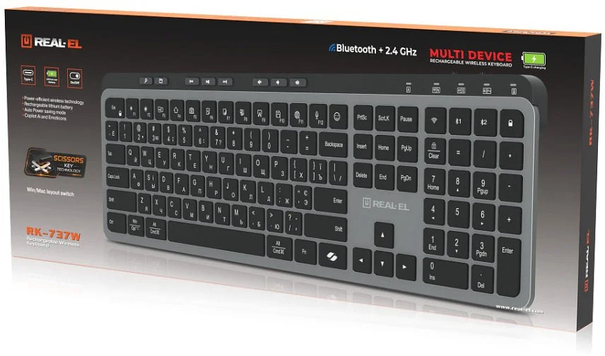 Фото: Клавіатура Real-EL RK-737W Wireless Black/Grey (EL123100060) № 23 | KTC
