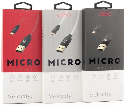 Фото: Кабель USB Recci RCM-N120 Velocity AM / Micro USB 1.2м чорний № 5 | KTC